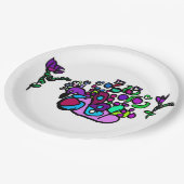 Peacock purple roses papieren bordje (Gekanteld)