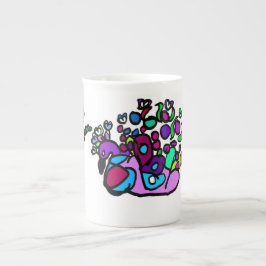 Peacock purple roses porselein kop