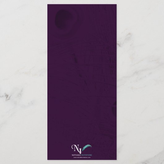 Peacock Regency in Paarse bruiloft Menu (Achterkant)