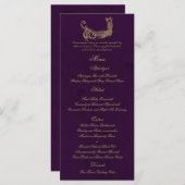 Peacock Regency in Paarse bruiloft Menu (Voorkant / Achterkant)
