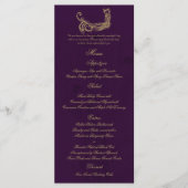 Peacock Regency in Paarse bruiloft Menu (Voorkant)