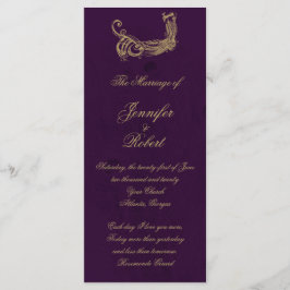 Peacock Regency in Paarse bruiloft programma Programmakaart