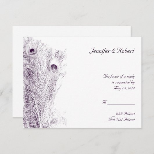 Peacock Regency in Paarse Respons Kaart (Voorkant / Achterkant)