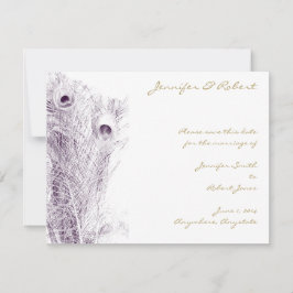 Peacock Regency in Paarse Save the Date Kaart