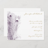 Peacock Regency in Paarse Save the Date Kaart (Voorkant / Achterkant)