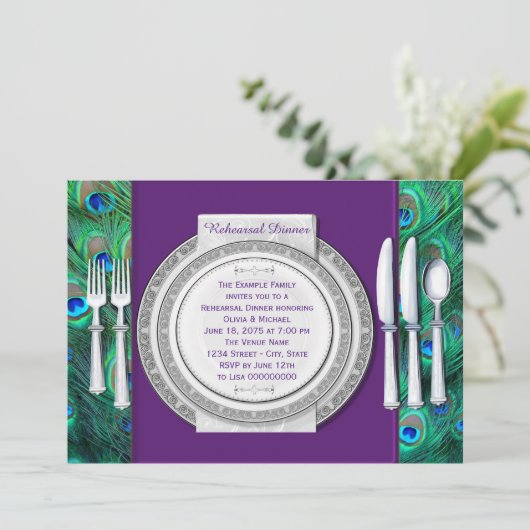 Peacock repetitie diner kaart (Staand voorkant)