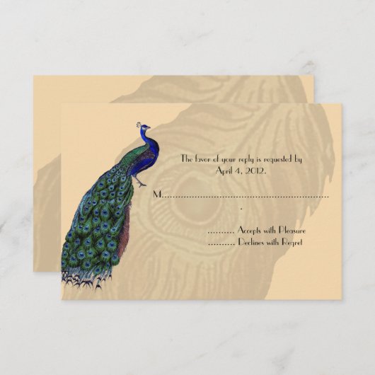 Peacock Reply Kaarten RSVP Kaartje (Voorkant / Achterkant)