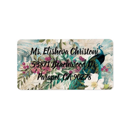 Peacock Return Address Labels Peacocks (Voorkant)