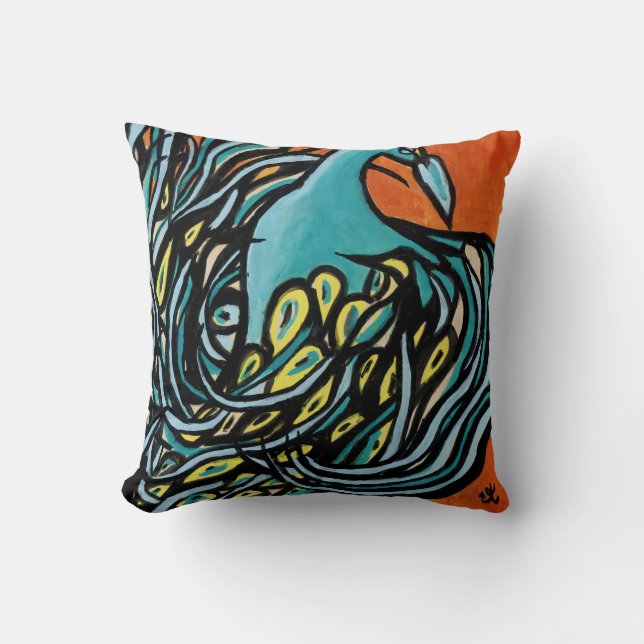 Peacock Rising Pillow Kussen (Voorkant)