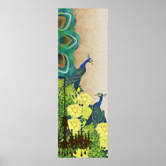 Peacock Roaring 20's Chandelier Wedding Poster (Voorkant)