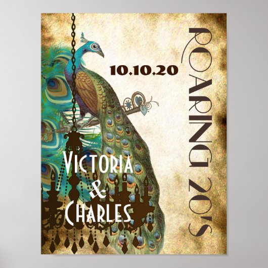 Peacock Roaring 20's Wedding Poster (Voorkant)