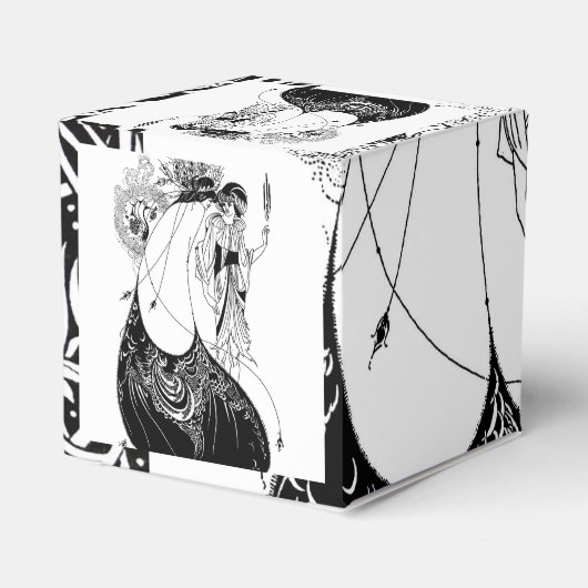 Peacock Rok Beardsley Art Nouveau Bedankdoosjes (Achterkant)