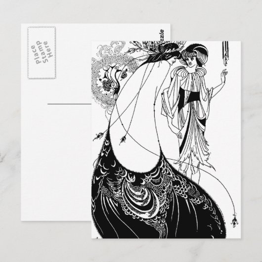 Peacock Rok Beardsley Art Nouveau Briefkaart (Voorkant / Achterkant)
