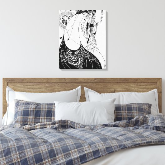 Peacock Rok Beardsley Art Nouveau Canvas Afdruk (Insitu (Slaapkamer))