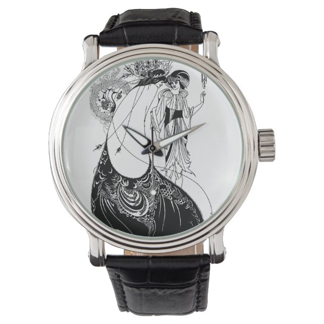 Peacock Rok Beardsley Art Nouveau Horloge (Voorkant)