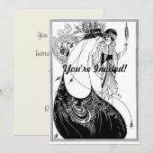 Peacock Rok Beardsley Art Nouveau Kaart (Voorkant / Achterkant)