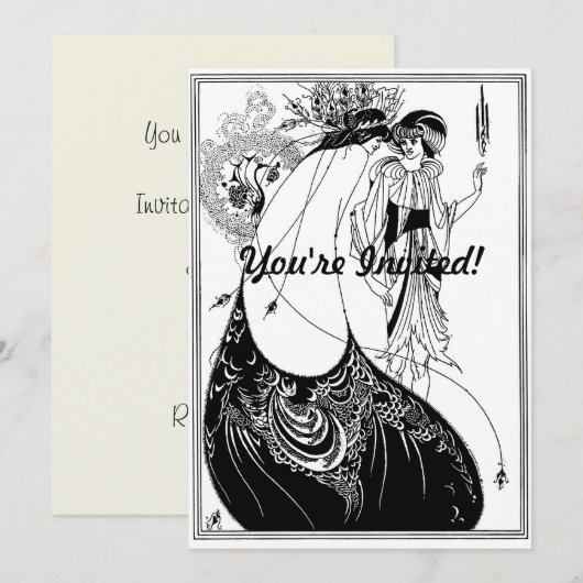 Peacock Rok Beardsley Art Nouveau Kaart (Voorkant / Achterkant)
