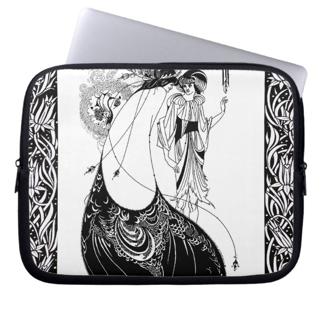 Peacock Rok Beardsley Art Nouveau Laptop Sleeve (Voorkant)