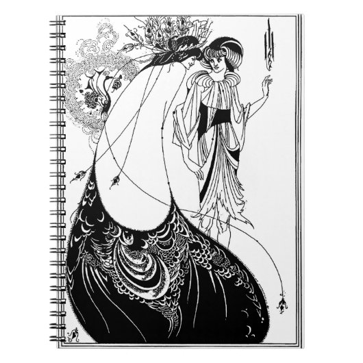 Peacock Rok Beardsley Art Nouveau Notitieboek (Voorkant)