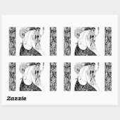 Peacock Rok Beardsley Art Nouveau Rechthoekige Sticker (Vel)