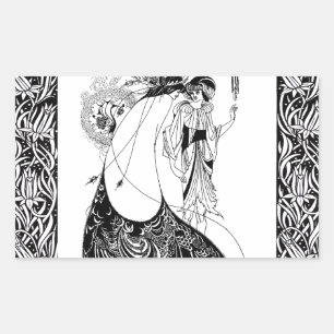 Peacock Rok Beardsley Art Nouveau Rechthoekige Sticker