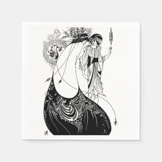 Peacock Rok Beardsley Art Nouveau Servetten (Voorkant)