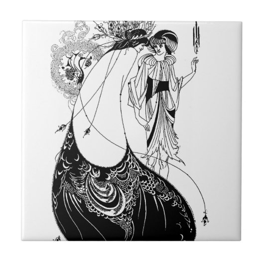 Peacock Rok Beardsley Art Nouveau Tegeltje (Voorkant)