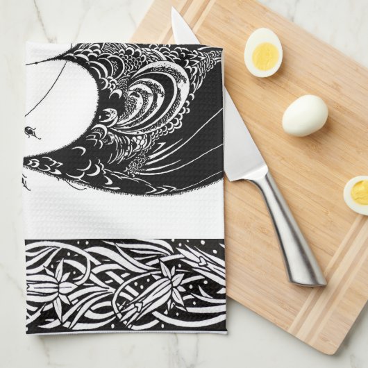 Peacock Rok Beardsley Art Nouveau Theedoek (Quarter Fold)