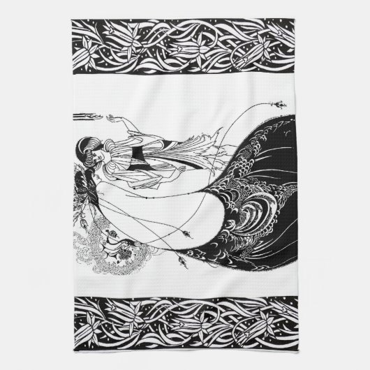 Peacock Rok Beardsley Art Nouveau Theedoek (Verticaal)