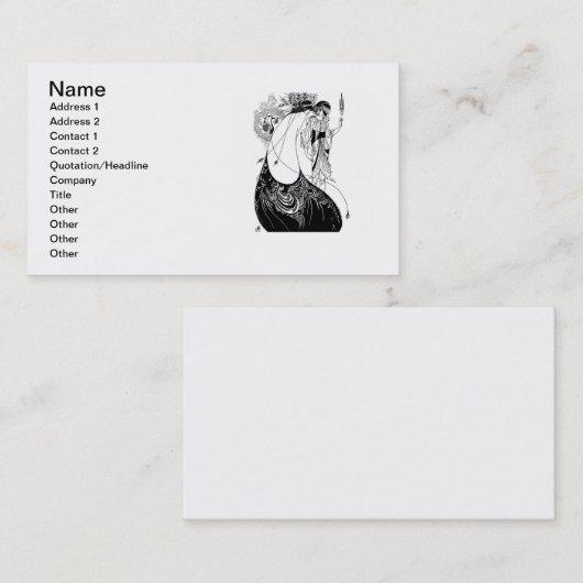Peacock Rok Beardsley Art Nouveau Visitekaartje (Voorkant / Achterkant)