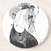 Peacock Rok Beardsley Art Nouveau Zandsteen Onderzetter (Voorkant)