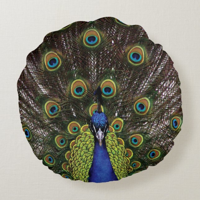Peacock Rond Kussen (Achterkant)
