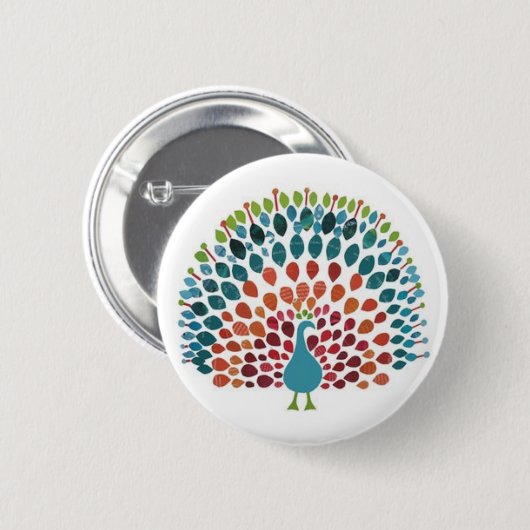Peacock Ronde Button 5,7 Cm (Voorkant /achterkant)