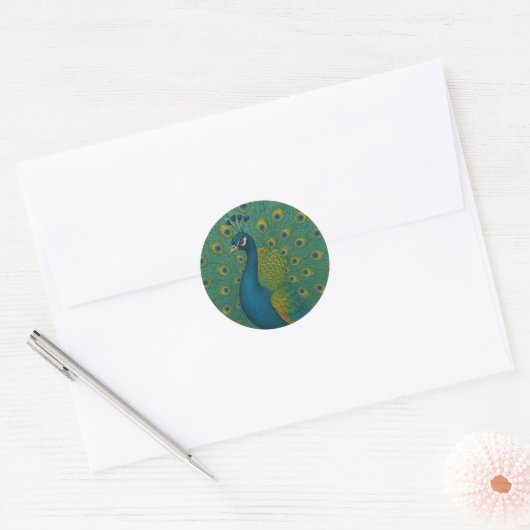 Peacock Ronde Sticker (Envelop)