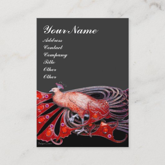PEACOCK rood zwart donkergrijs Visitekaartje (Voorkant)