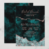 Peacock & Roos Gold Agate Bruids Brunch Uitnodigin Kaart (Voorkant / Achterkant)