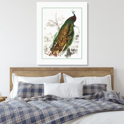 Peacock Roosting Canvas Afdruk (Insitu (Slaapkamer))
