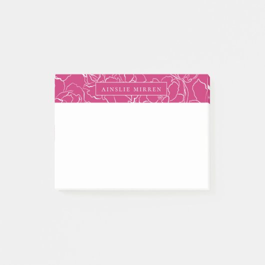 Peacock roze eenvoudig gepersonaliseerd post-it® notes (Voorkant)