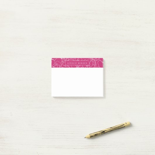 Peacock roze eenvoudig gepersonaliseerd post-it® notes (Op bureau)