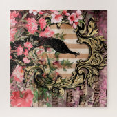 Peacock  Roze Floral Sheet Muziek Legpuzzel (Horizontaal)