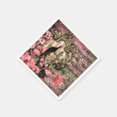 Peacock roze Franse bruiloft Papier servetten (Hoek)