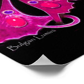 PEACOCK, roze, fuchsia, blauw paars zwart Poster (Hoek)