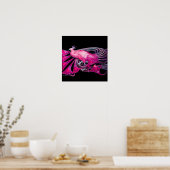 PEACOCK, roze, fuchsia, blauw paars zwart Poster (Keuken)