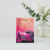 PEACOCK roze zwart Visitekaartje (Staand voorkant)