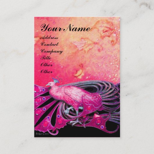 PEACOCK roze zwart Visitekaartje (Voorkant)