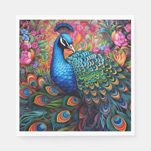 Peacock Rozen Elegant  papier servetten (Voorkant)