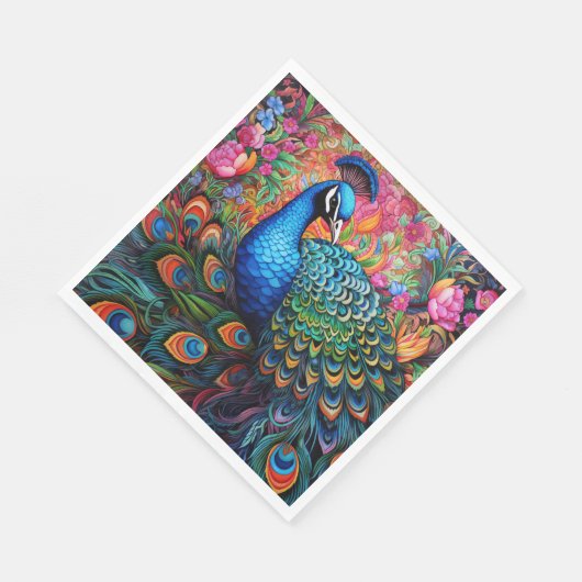 Peacock Rozen Elegant  papier servetten (Hoek)