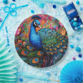 Peacock Rozen Elegant  Papieren Bordje (Feest)