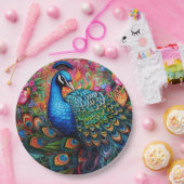 Peacock Rozen Elegant  Papieren Bordje (Feest)