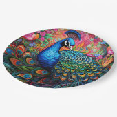 Peacock Rozen Elegant  Papieren Bordje (Gekanteld)